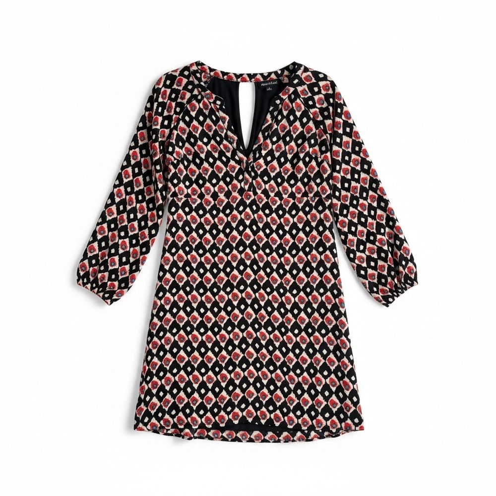Sequin ♥️Hearts Women’s Brown & Orange Stylish Geometric Print Dress Size S